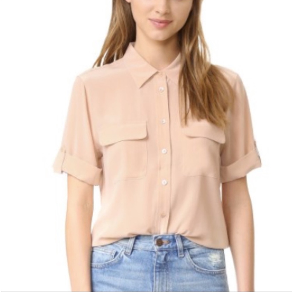 Equipment slim signature short sleeve silk shirt